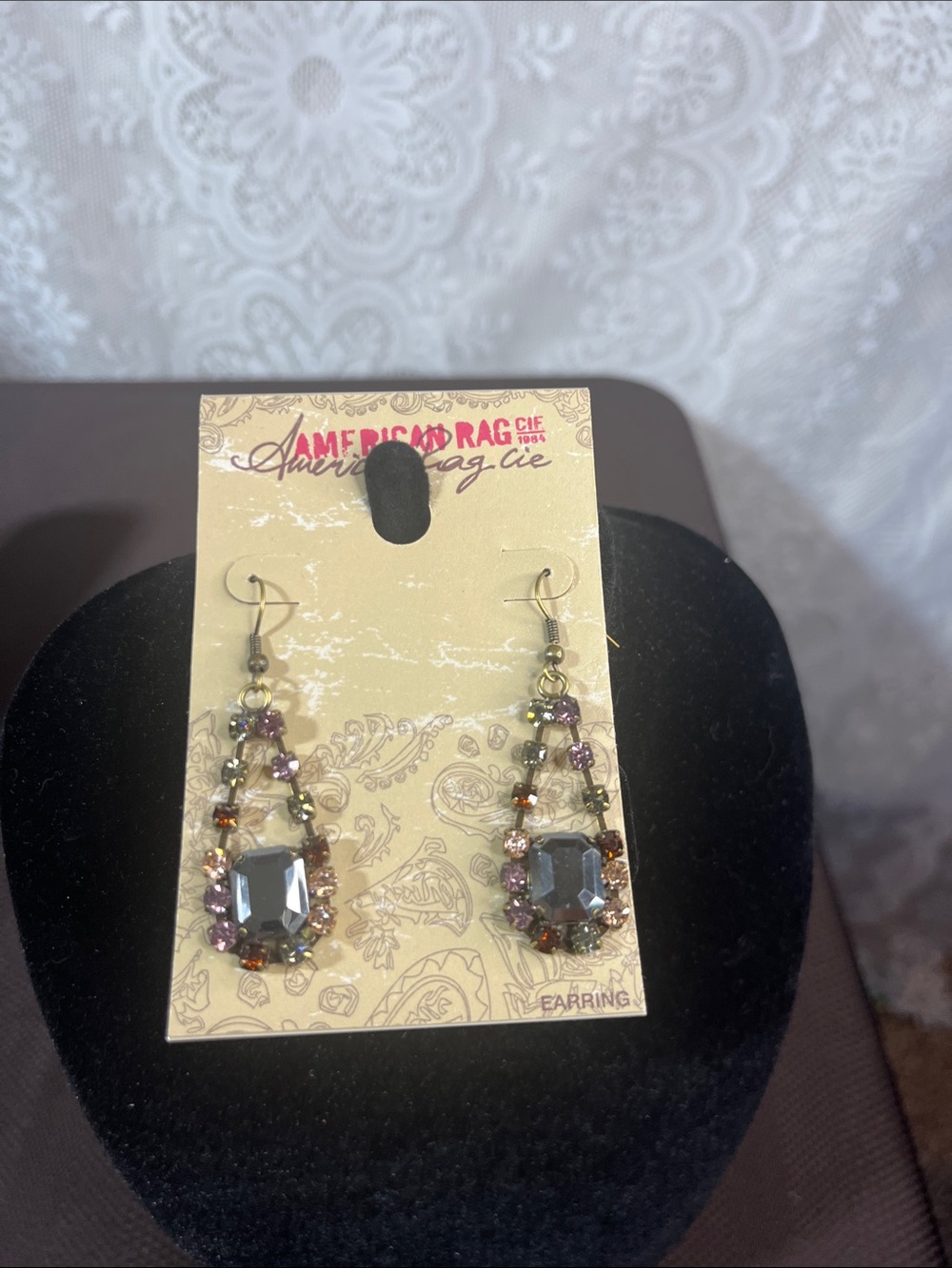 😻5for$15😻American Rag Multicolor Crystal Drop Earrings with  Center Stone NWT